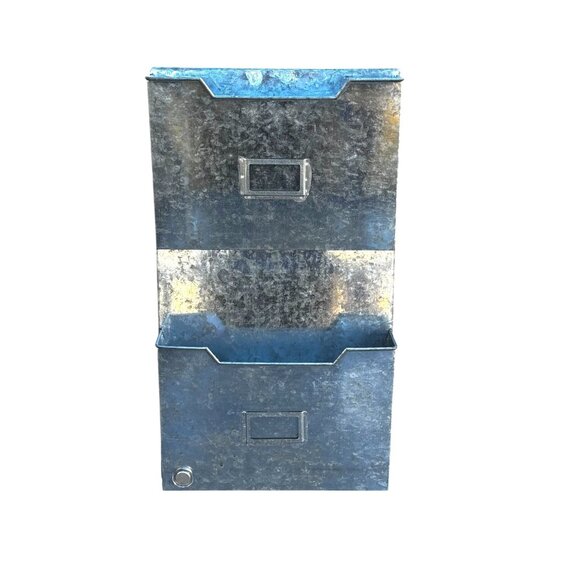 Galvanized Metal Mail & Magazine Wall Organizer With Double Pockets - Picture 5 of 7